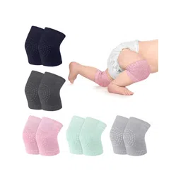Chinmay Kids Anti-Slip Padded Stretchable Elastic Cotton Soft Comfortable Baby Knee Pads Pack of 3 - Multicolour image 3
