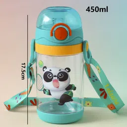 fab n funky Sipper Bottle with Panda Print Green - 450 ml image 5