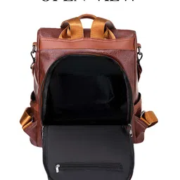 SYGA Women's Splicing Backpack, Texture Cross-Border Shoulder Bag (Brown) image 5