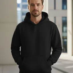 Leotude Men Solid Hooded Long Sleeve Pullover Sweatshirt-picture-10
