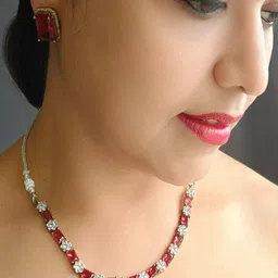 GRIIHAM Gold-Plated Cubic Zirconia Studded Necklace and Earrings-picture-32
