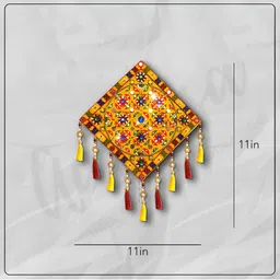 AURESSA Yellow & Red Textured Wall Hangings image 4
