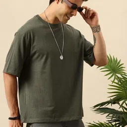 PockMAN Men Bio Finish Solid Round Neck Cotton Oversized T-shirt image 5