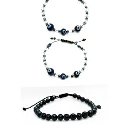Dynamic Retail Global Men Set Of 3 Evil Eye & Black Beaded Bracelet-picture-44
