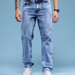 HERE&NOW Men Straight Fit Heavy Fade Stretchable Jeans image 4