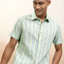 Locomotive Premium Men Dobby Stripped Casual Shirt-image-15