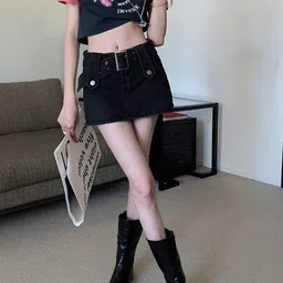 StyleCast High-Waist Denim Mini Skirt image 2