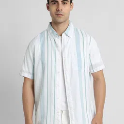 AMERICAN EAGLE OUTFITTERS Men Vertical Striped Spread Collar Pure Cotton Casual Shirt-picture-28