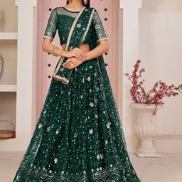Ethniqlo Embroidered Sequinned Semi-Stitched Lehenga & Unstitched Blouse With Dupatta-picture-16