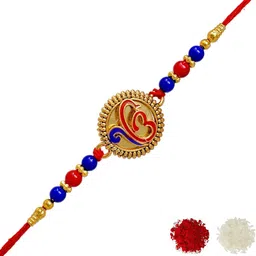 MEIRA JEWELLERY Designer Mirror Work Rakhi With Roli Chawal & Greeting Card-picture-24