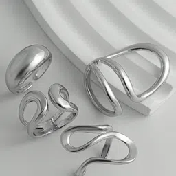 Jewels Galaxy Set Of 4 Silver Plated Midi Adjustable Finger Rings image 4