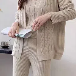 bebe Cable Knit Top & Cardigan Co-Ords Set image 3