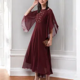 DressBerry Flutter Sleeve Fit & Flare Maxi Dress-picture-28