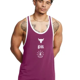 UNDER ARMOUR Printed Project Rock Racer Tank Vests 1386897-505-Purple-picture-11