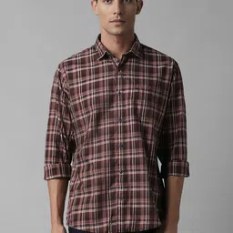 Louis Philippe Jeans Slim Fit Tartan Checks Spread Collar Long Sleeves Cotton Casual Shirt-picture-12