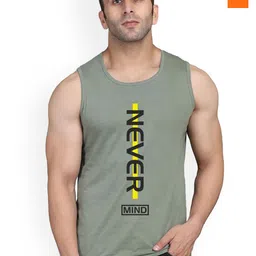 SLOWLORIS Pack Of 2 Printed Round Neck Sleeveless Bio-Wash Cotton Gym Vests-picture-29