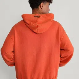 Peach Unisex Pack of 2 Brand Logo Printed Hooded Pullover Cotton Sweatshirt image 2