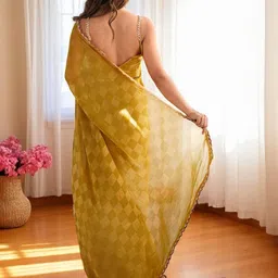 all about you Women Woven Design Beads and Stones Pure Chiffon Saree image 4