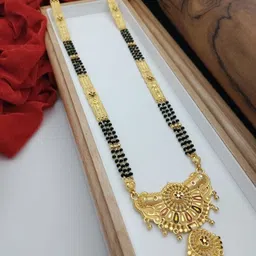 OM KRISHIV COLLECTION Gold-Plated Artificial Beaded Floral Design Mangalsutra-picture-27