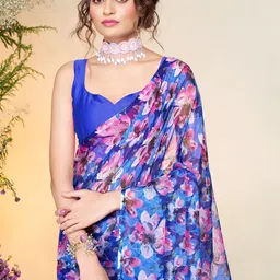 Garden Vareli Floral Printed Pure Chiffon Saree image 5