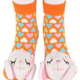 Yellow Bee All Over Heart Printed Lamb Detailing Anti Skid Socks - Orange-picture-30