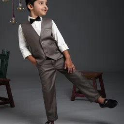 Robo Fry Full Sleeves Party Suits With Bow - Dark Grey-picture-22