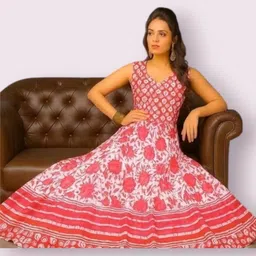 Women Gown Pink Knee Length Dress-image-1