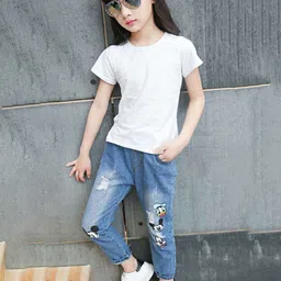 YK Girls Comfort Relaxed Fit High-Rise Mildly Distressed Stretchable Jeans-picture-44