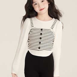 LULU & SKY Girls Horizontal Stripes Regular Cotton Top-picture-15