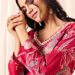 MADHURAM Floral Printed Flared Anarkali Gown Ethnic Dress image 3