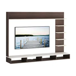 bluewud Brown & White Primax Grande Wall Mount TV Entertainment Unit For Books & Dcor image 2
