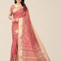 DIVASTRI Ethnic Motifs Zari Silk Cotton Designer Banarasi Saree-image-7
