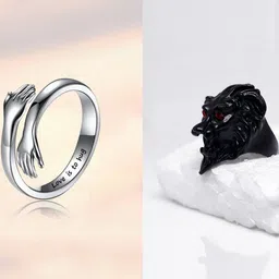 J.S ENTERPRISES Unisex Set Of 2 Stainless Steel Finger Rings-image-89