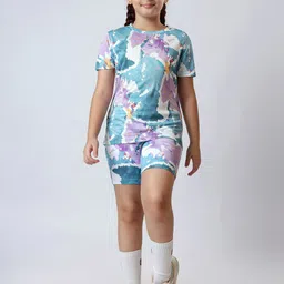 UMILDO Girls Printed Short Sleeves T-shirt With Shorts-image-90