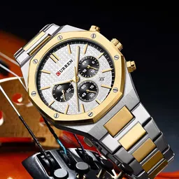 Curren Men Brass Dial & Stainless Steel Straps Analogue Watch CR-8440-TT-W-picture-37