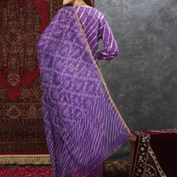 Anni Designer Leheriya Embroidered Regular Straight Kurta with Trousers & Dupatta image 5