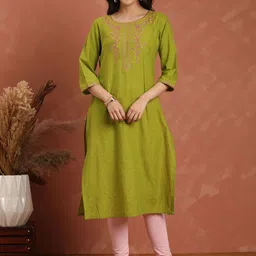 Anouk Women Floral Embroidered Thread Work Pure Cotton Straight Kurta image 3