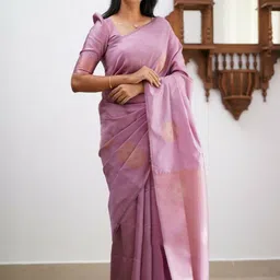 CaniBani Woven Design Zari Silk Blend Handloom Banarasi Saree image 2