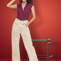 KATLINE Women Cotton Straight Fit Stretchable Jeans image 5