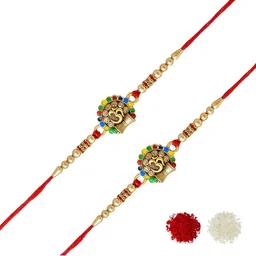 MEIRA JEWELLERY 4-Pcs Rakhi With Roli Chawal & Greeting Card-picture-18
