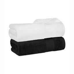 MYTRIDENT White & Black 2 Pieces Super Absorbent Pure Cotton 500 GSM Bath Towel-picture-25