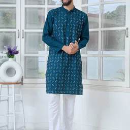 See Designs Thread Work Mandarin Collar Straight Kurta image 3