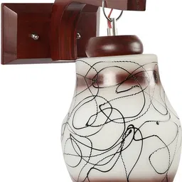 1ST TIME White & White Printed Wood Contemporary Abstract Shaped Shaped Wall Lamp image 3