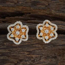 Kushal's Fashion Jewellery Rhodium-Plated Floral Zircon Studs-image-18