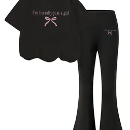 YK Girls Printed Round Neck T-shirt With Trousers-image-40