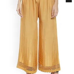 SRISARAS Women Pack Of 2 Cotton Wide Leg Trousers-image-98