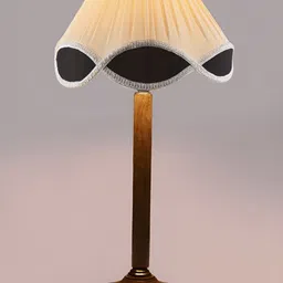 Devansh Off White Textured Frustum Shaped Wooden Table Lamp image 3