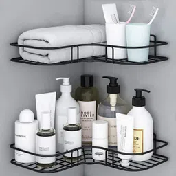 flipkart smartbuy Wall Sticker Mounted Bathroom Corner Shelf (Pack Of 2 With Different Size) Iron Wall Shelf image 3