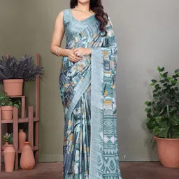 KALINI Abstract Printed Silk Blend Tussar Saree-picture-29
