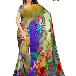 SHIVAM FABRICS Floral Poly Georgette Designer Saree image 1